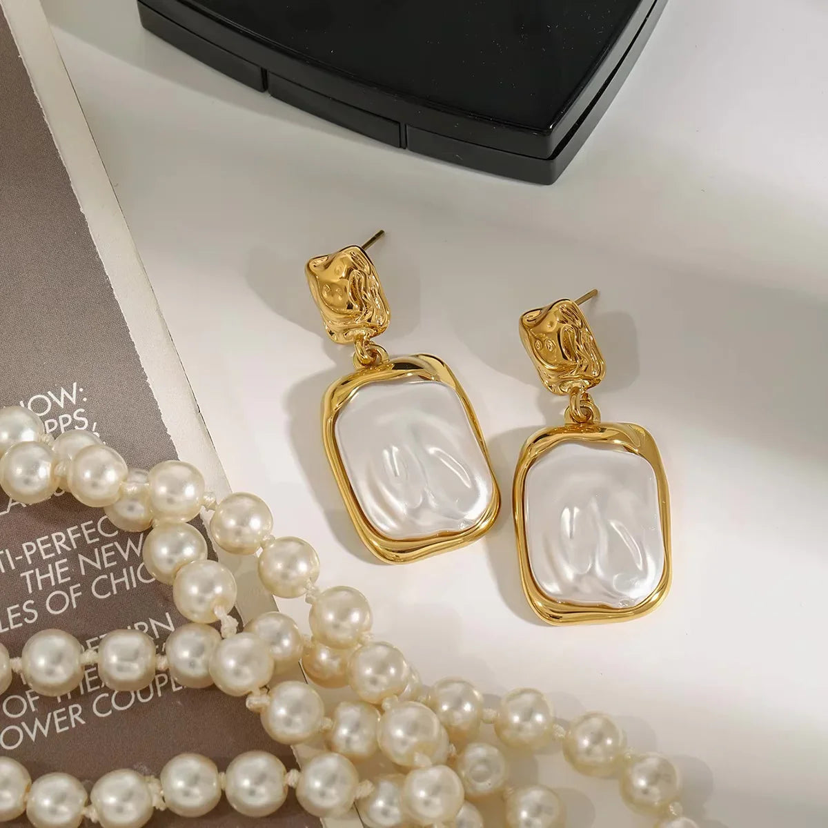 Brittany Freshwater Pearl Slate Earrings