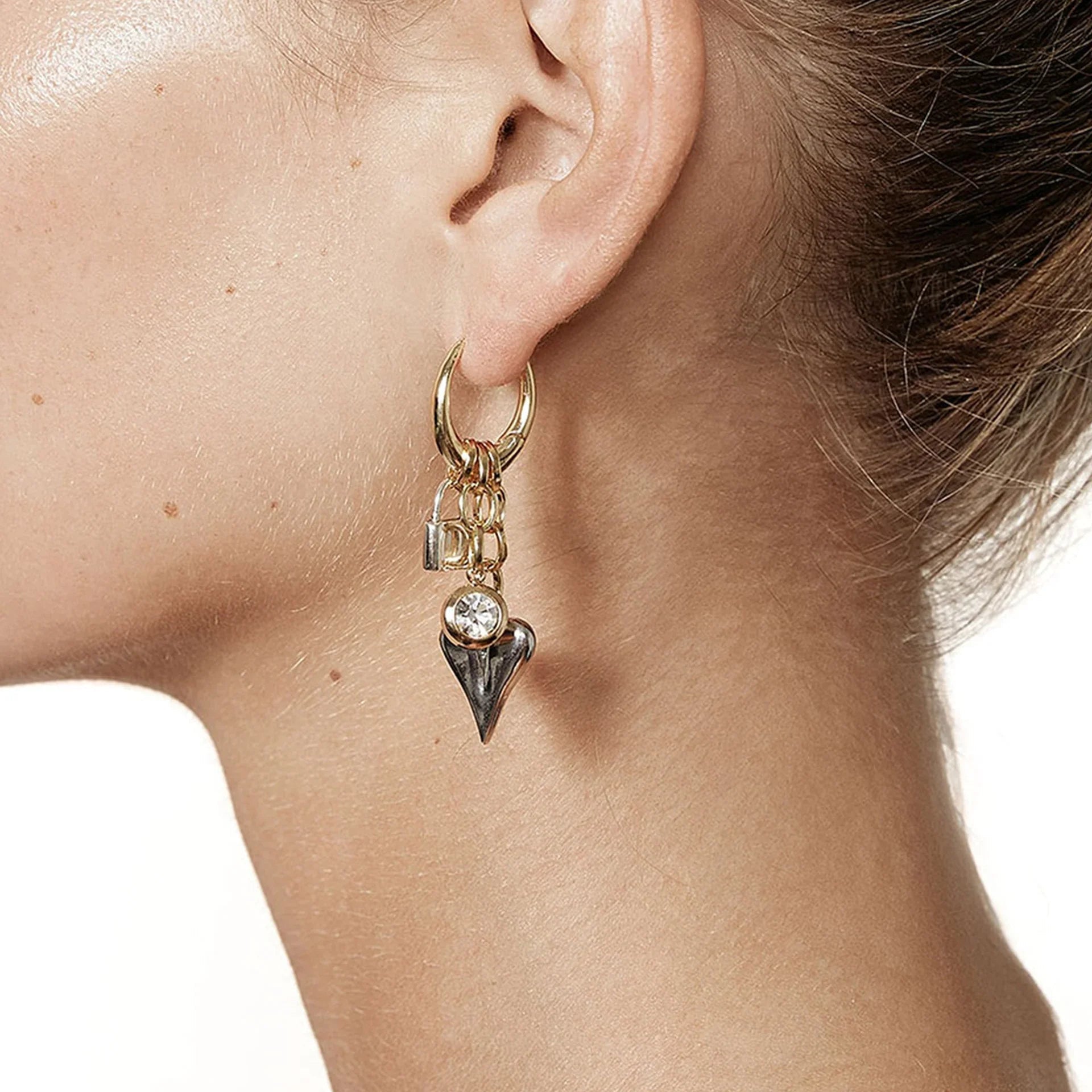 Sarah Heart & Lock Gold Earrings