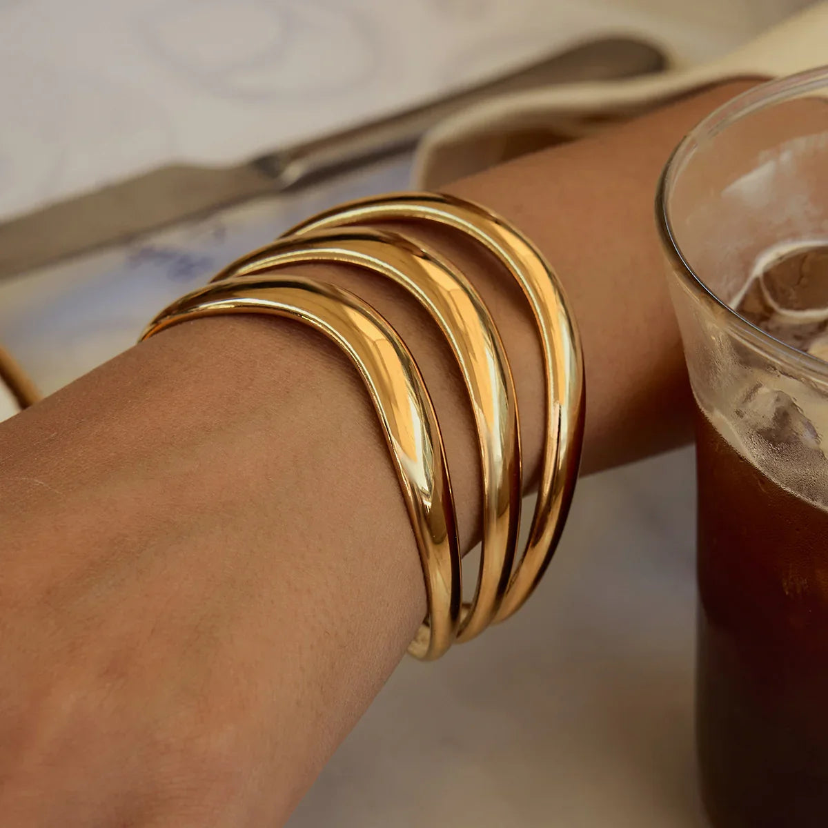 Meredith Triple Layer Gold Bangle