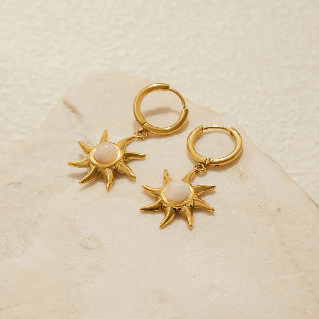 Helia Sun-shaped Moonstone Earrings